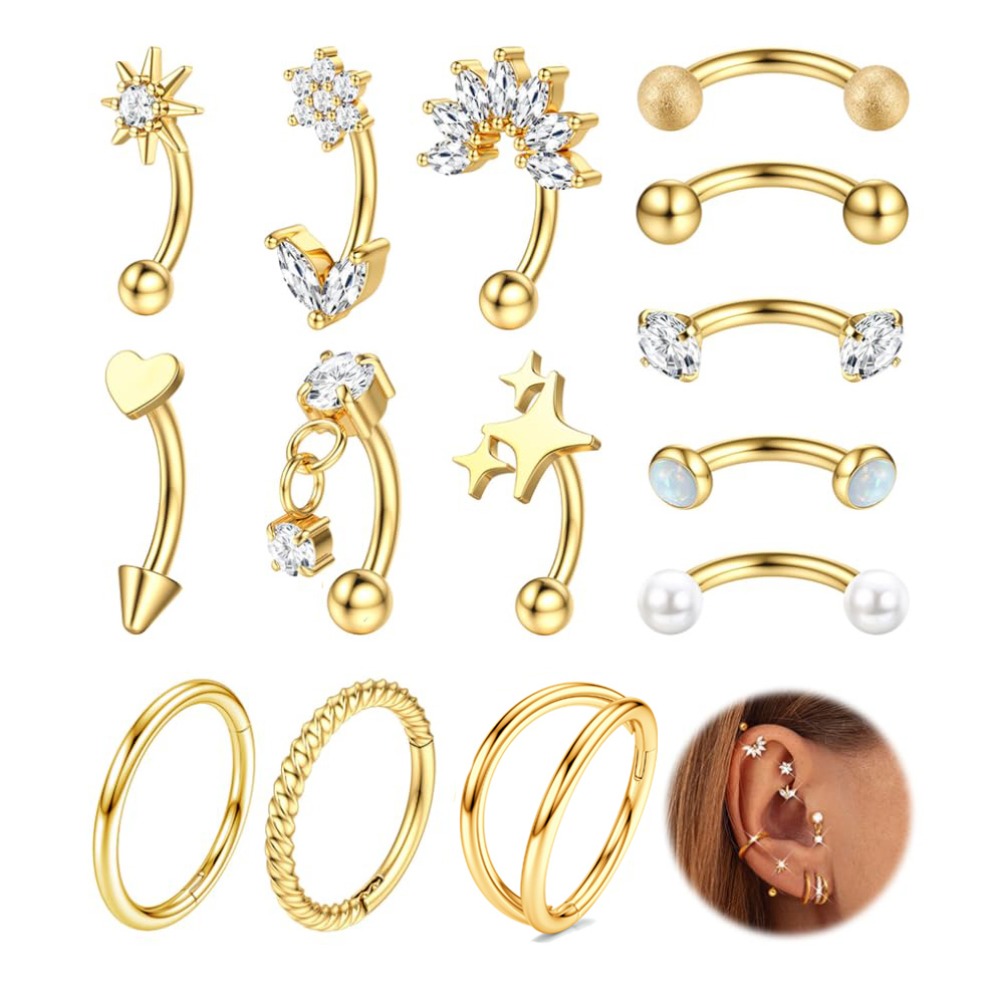 Eyebrow Curved Barbell - Drperfect 1PC Rook Eyebrow Piercing 16G