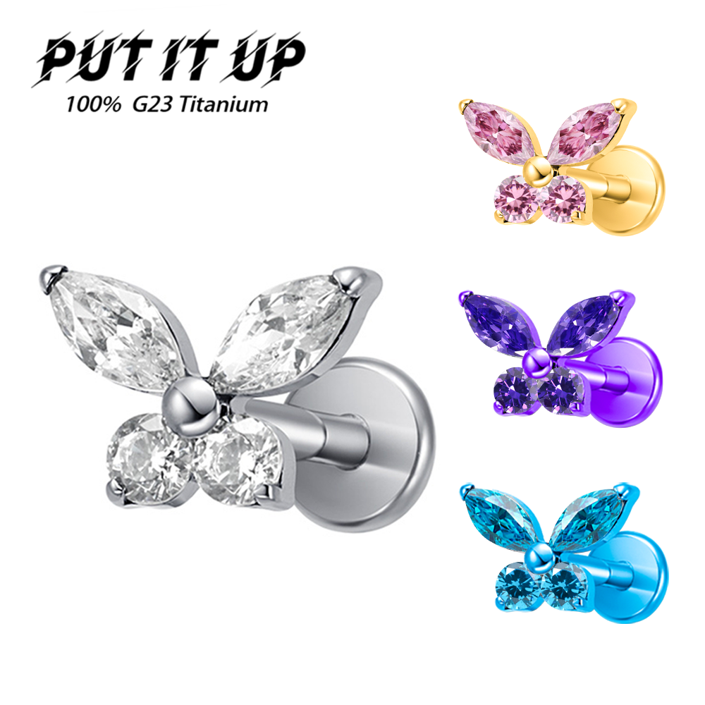 Body Jewelry Universe - PUTITUP ASTM F136 Titanium Butterfly Zirconia