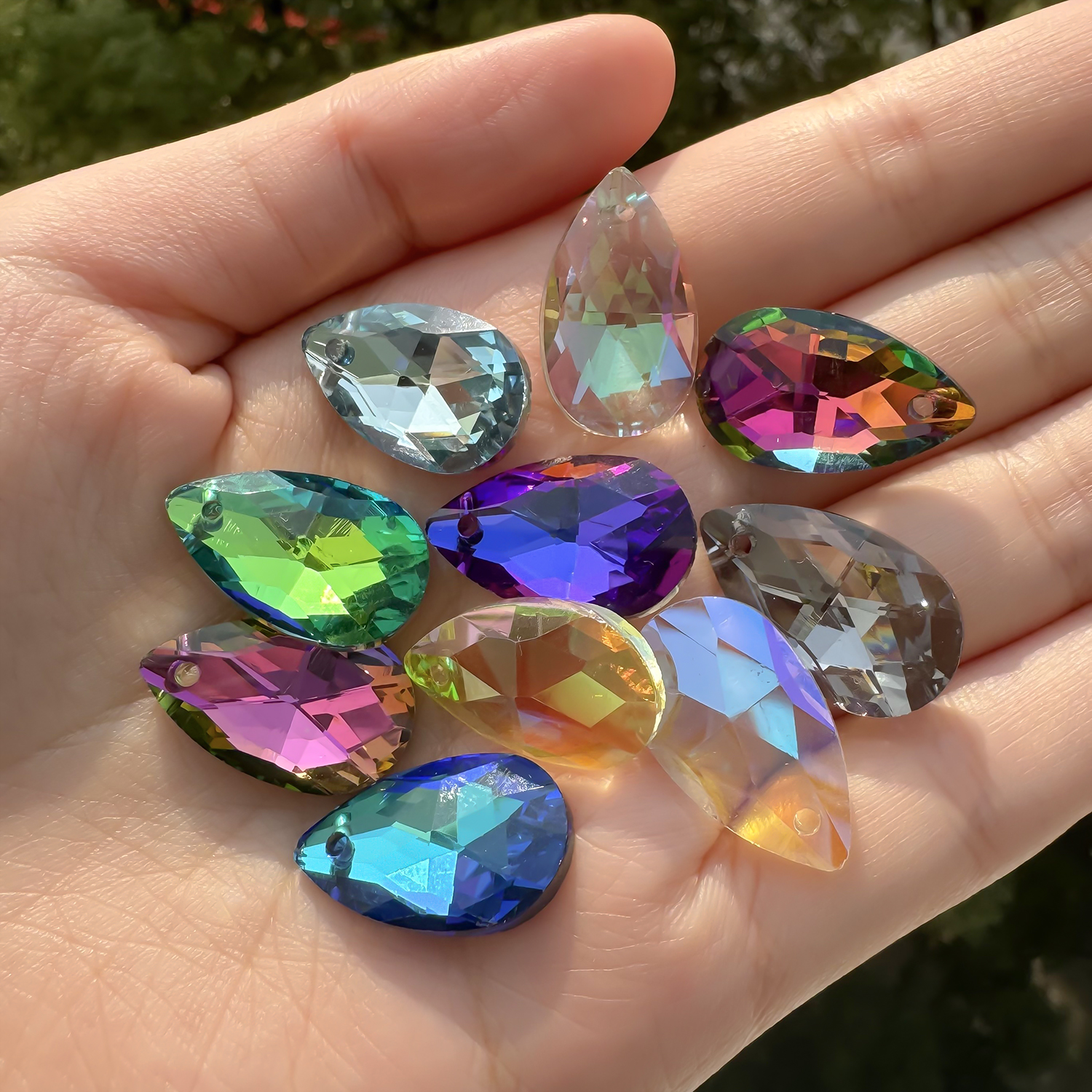 Body Jewelry Piercing - 8pcs 13x22mm Single Hole Glass Water
