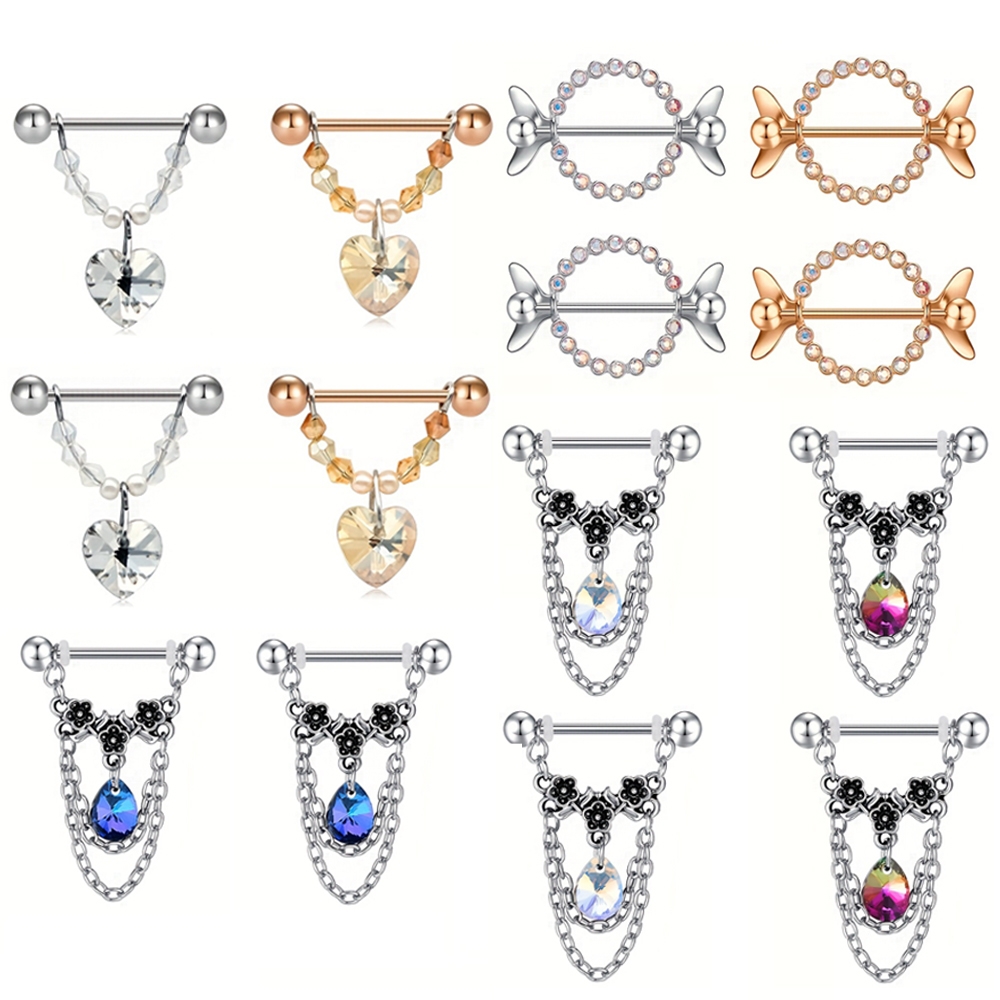 Body Jewelry Nipple Chain - 1Pair Trendy Nipple Piercings Barbell Nipple