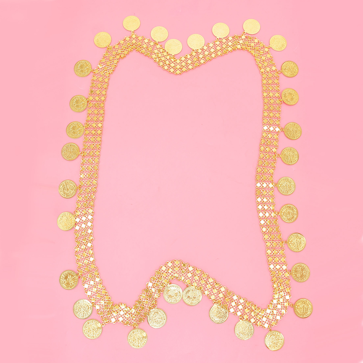 Body Jewelry Indian - Gold Plated Simple Large Coins Tassel