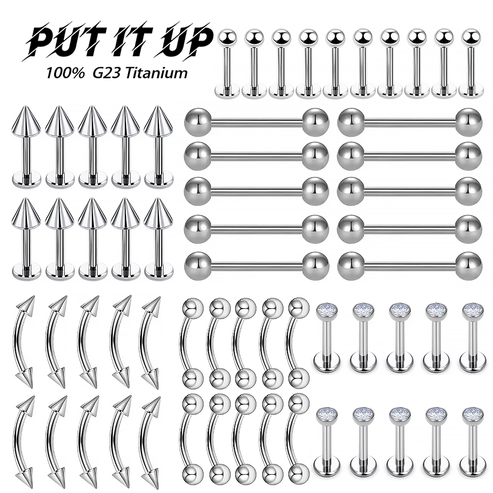 Body Jewelry Universe - 10/30/40pcs F136 Titanium Inner Thread 16g
