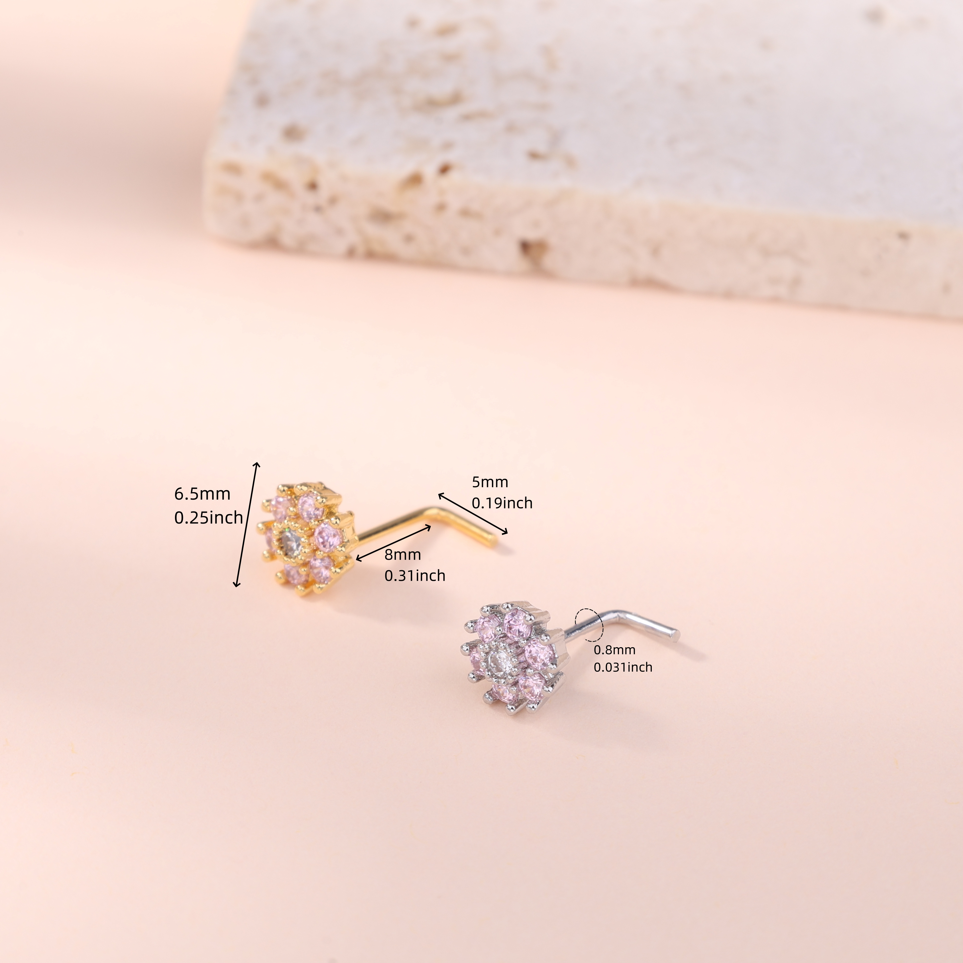 1Pcs Nose Stud Rings L Screw S - огляд і ціна Body Jewelry Piercing