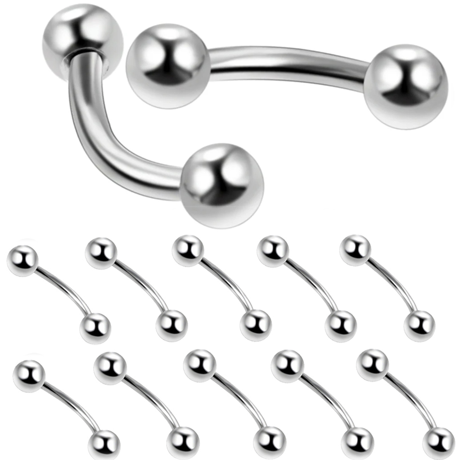 10Pcs/lot Steel Eyebrow Banana - огляд і ціна Eyebrow Curved Barbell