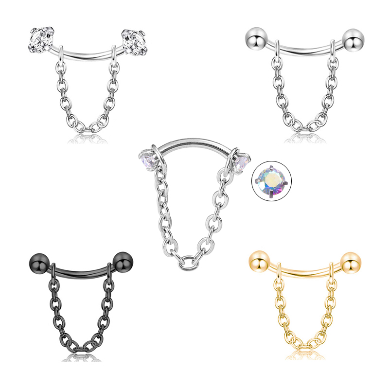 1pc Zircon Ball Cone Eyebrow P - огляд і ціна Eyebrow Curved Barbell