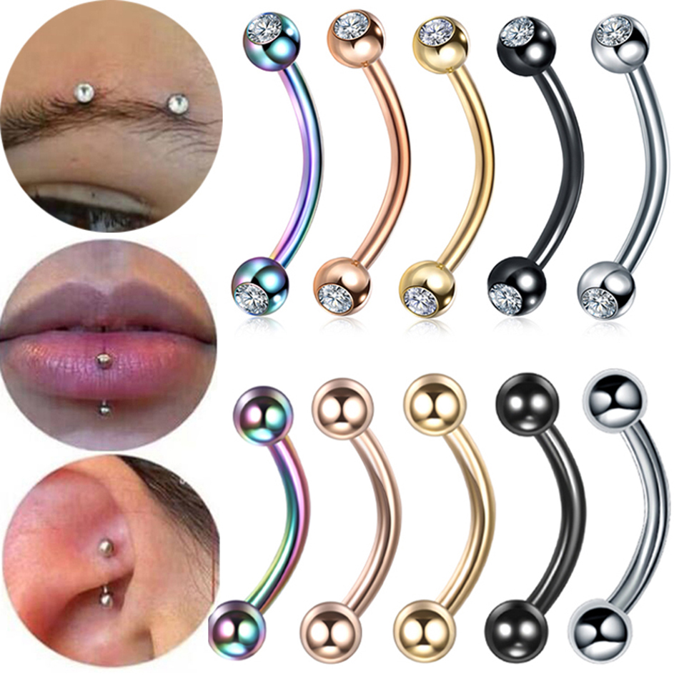 1PC Steel CZ Eyebrow Banana Pi - огляд і ціна Eyebrow Curved Barbell