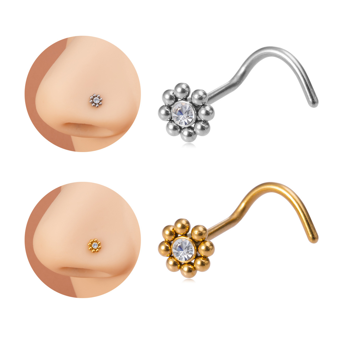 1pc of Flower-Shaped Screw Nos - огляд і ціна Nostril Screw Pin