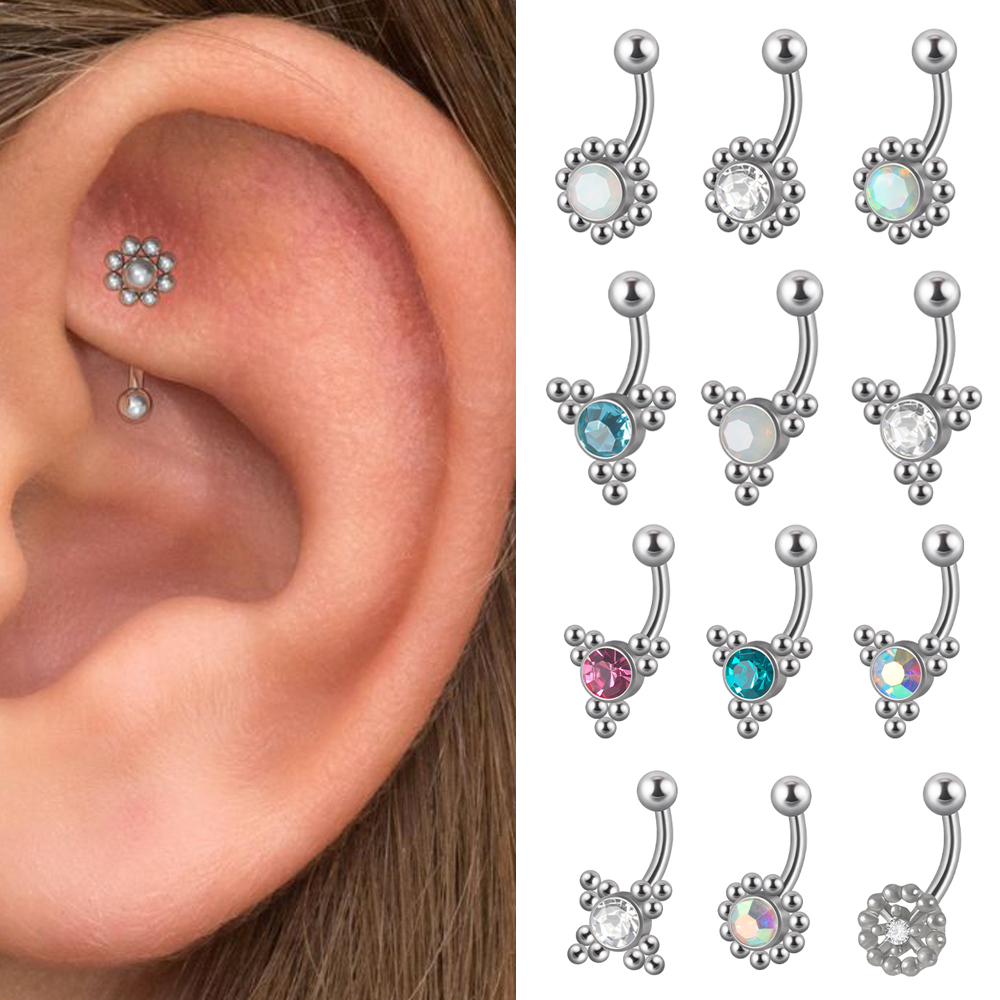 1PC G23 TItanium 16G Crystal R - огляд і ціна Eyebrow Curved Barbell