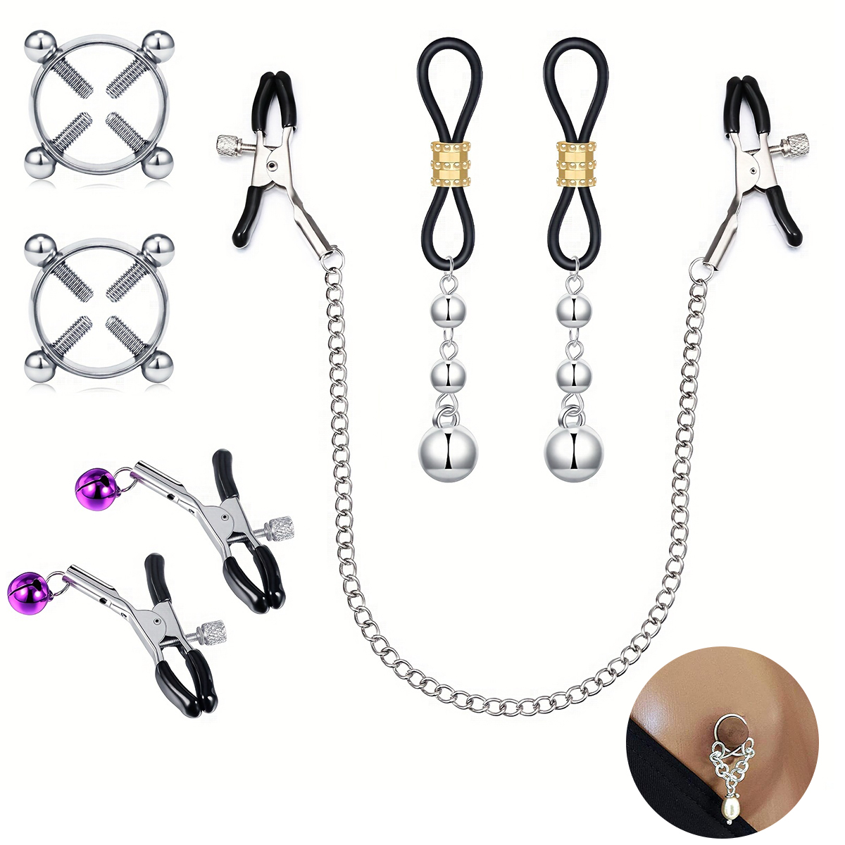 Men's Stainless Steel Fake Nip - огляд і ціна Body Jewelry Nipple Chain