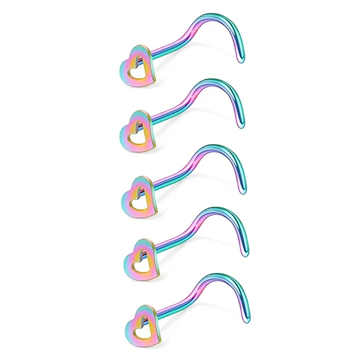 5pcs Fashion Hollow Heart Stai - огляд і ціна Nostril Screw Pin