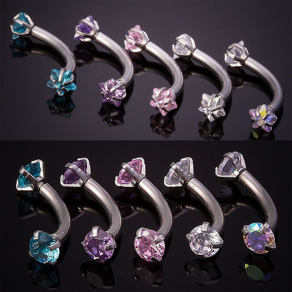1pc Steel Cubic Zirconia Eyebr - огляд і ціна Eyebrow Curved Barbell