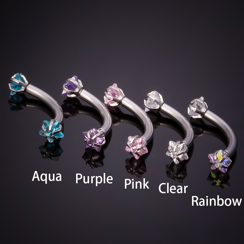 1pc Steel Cubic Zirconia Eyebr - огляд і ціна Eyebrow Curved Barbell