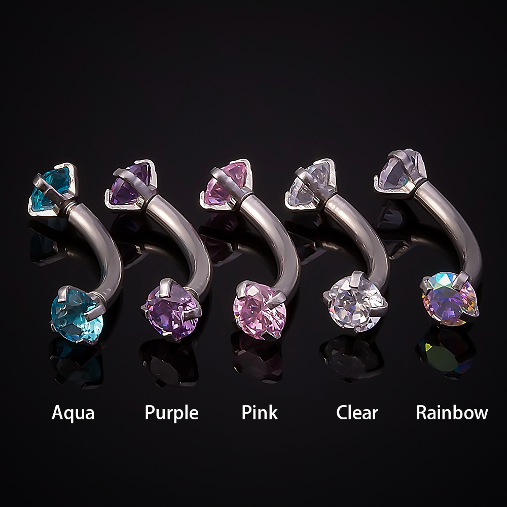 1pc Steel Cubic Zirconia Eyebr - огляд і ціна Eyebrow Curved Barbell