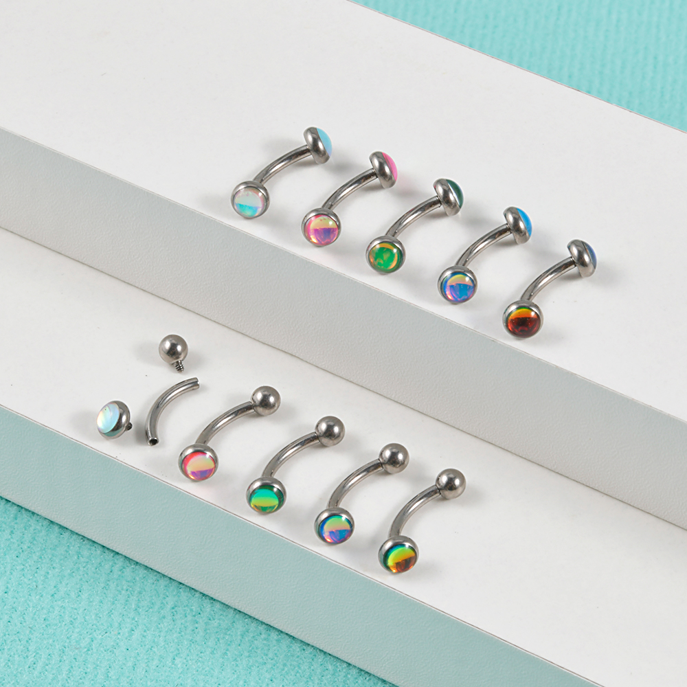 1PC G23 TItanium 16G Flash Gem - огляд і ціна Eyebrow Curved Barbell