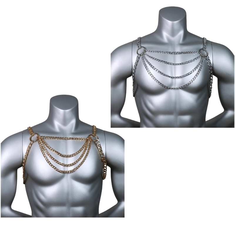 Men's Sexy Metal Body Chest Ch - огляд і ціна Body Jewelry Necklace