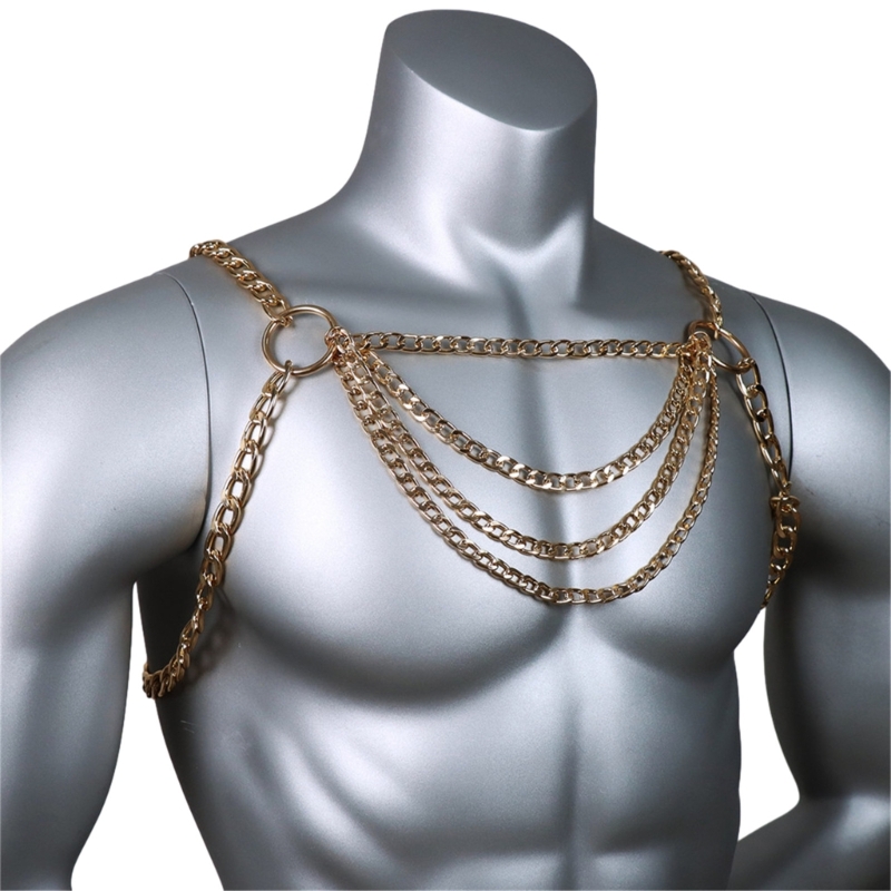 Men's Sexy Metal Body Chest Ch - огляд і ціна Body Jewelry Necklace