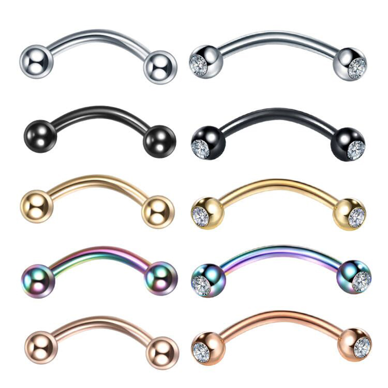 1PC Stainless Steel Crystal Ey - огляд і ціна Eyebrow Curved Barbell