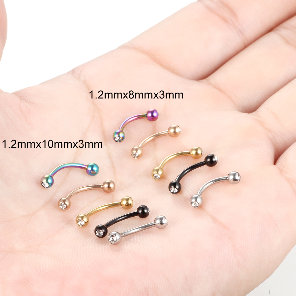 1PC Stainless Steel Crystal Ey - огляд і ціна Eyebrow Curved Barbell