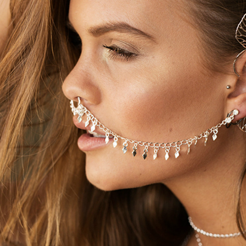 Nose Ring Chain, Hanging Disc  - огляд і ціна Body Jewelry Indian