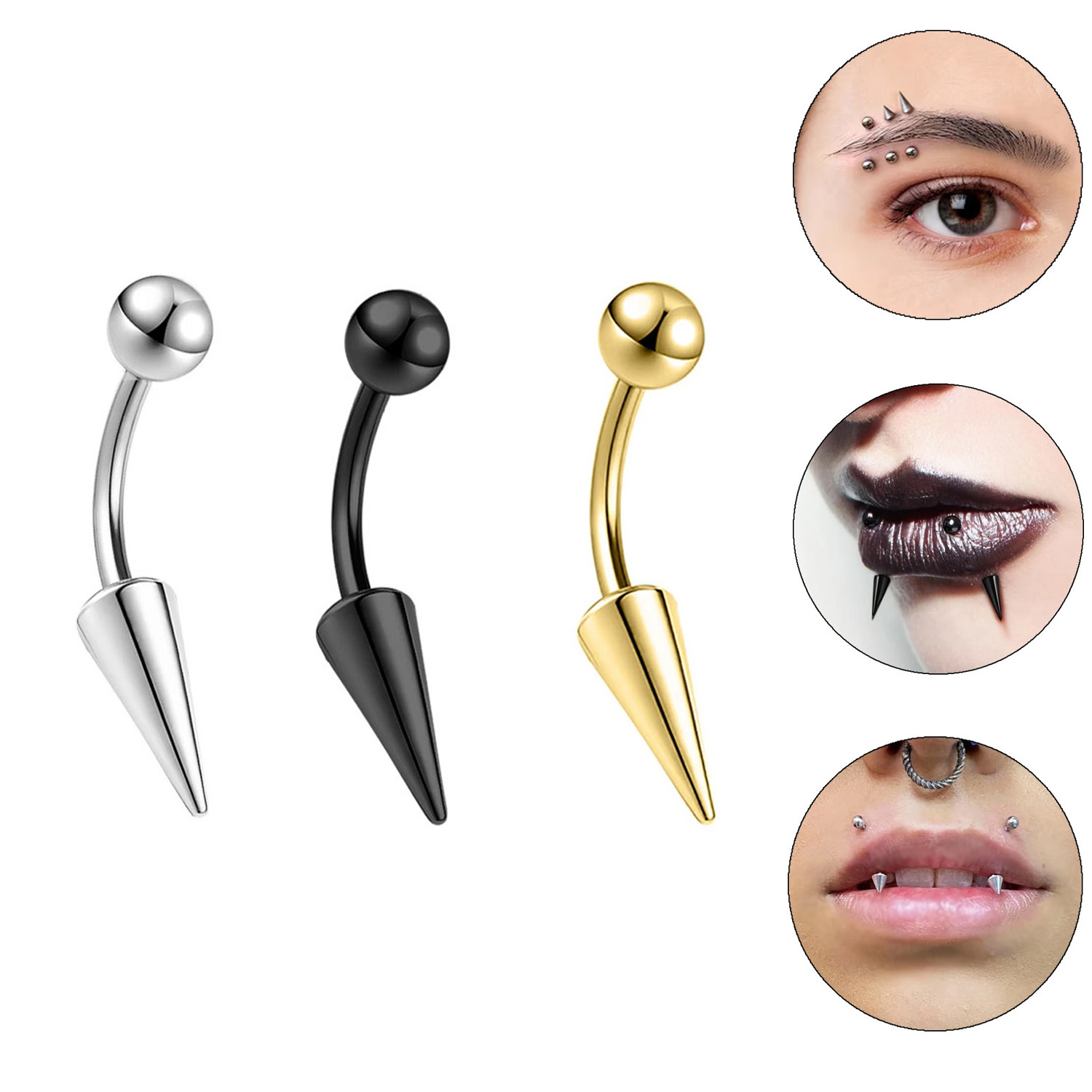 1PC 16G Long Spike Bridge Stai - огляд і ціна Eyebrow Curved Barbell