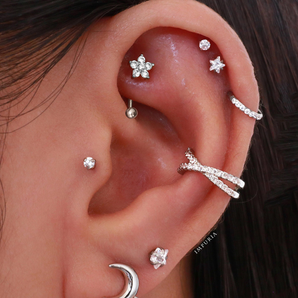 1PC G23 TItanium 16G Crystal F - огляд і ціна Eyebrow Curved Barbell