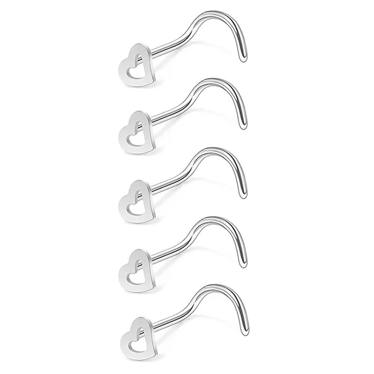 5pcs Fashion Hollow Heart Stai - огляд і ціна Nostril Screw Pin