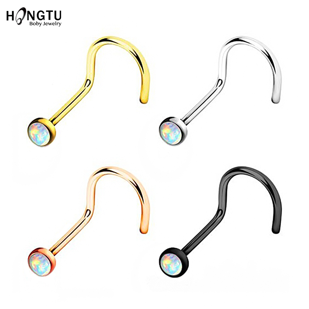 HONGTU 1Pc Opal Nose Screw Rin - огляд і ціна Body Jewelry Indian