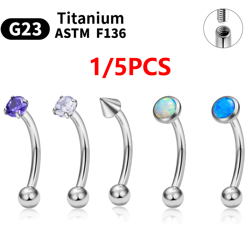 1/5PCS ASTM F136 Titanium Inte - огляд і ціна Eyebrow Curved Barbell