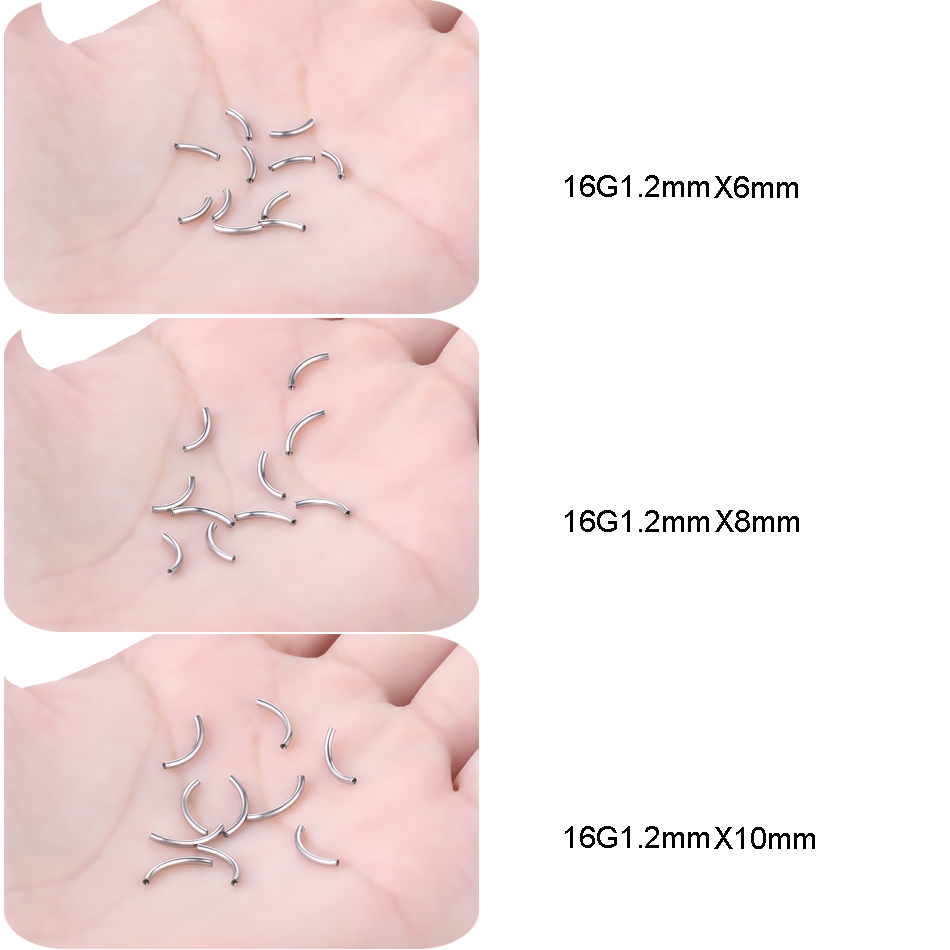 10Pcs/set G23 Titanium Interna - огляд і ціна Eyebrow Curved Barbell