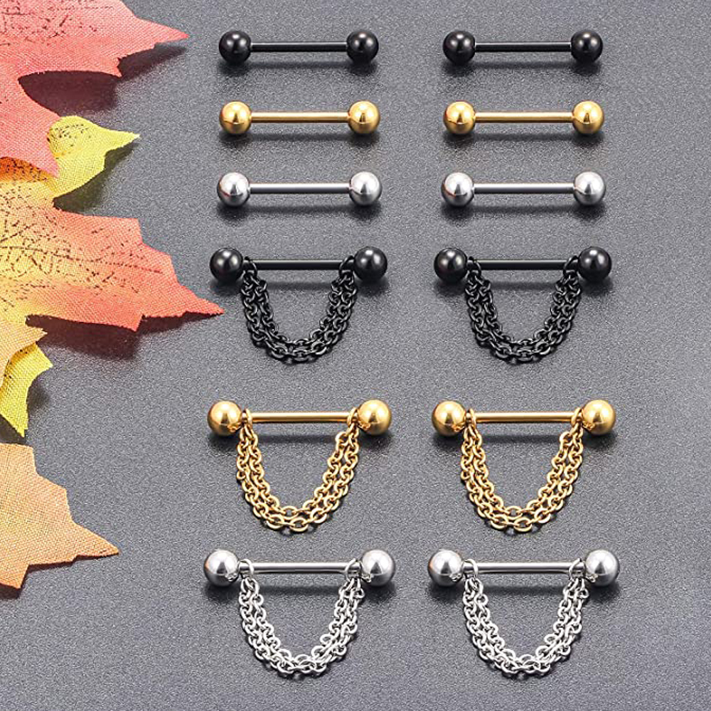 6 Pairs Nipple Rings 14G Surgi - огляд і ціна Body Jewelry Nipple Chain