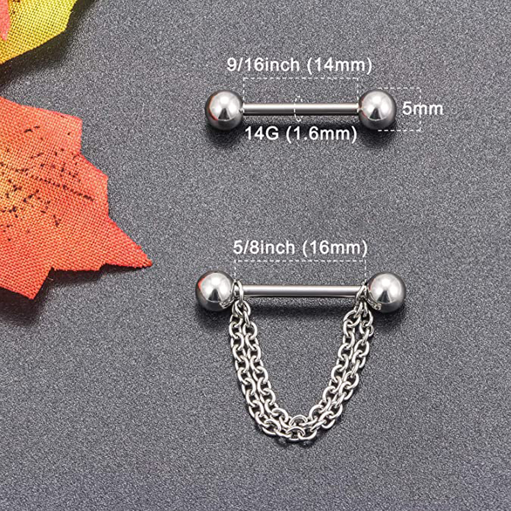 6 Pairs Nipple Rings 14G Surgi - огляд і ціна Body Jewelry Nipple Chain