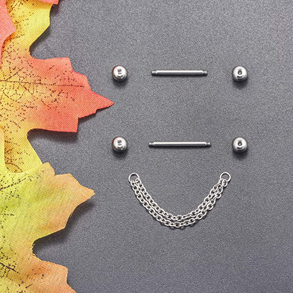 6 Pairs Nipple Rings 14G Surgi - огляд і ціна Body Jewelry Nipple Chain
